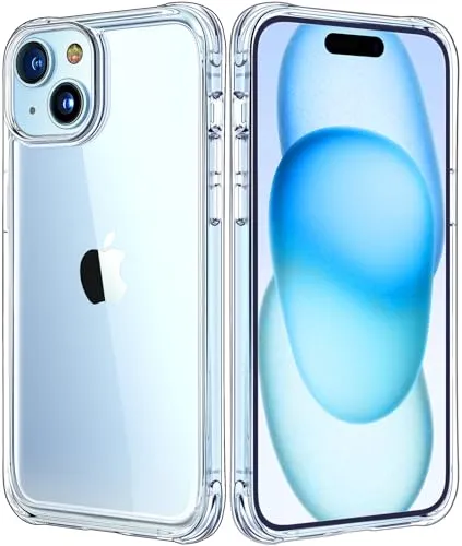 Mkeke for iPhone 15 Case Clear, [Not Yellowing] [Military-Grade Drop Protection] Clear Slim Phone Cases for Apple iPhone 15 with Shockproof Bumper 2023 - Clear