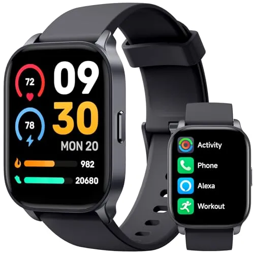 TOOBUR Smart Watch for Men Women, Answer/Make Calls, Alexa Built-in, Fitness Tracker, Heart Rate/Sleep Tracker/100 Sports/IP68 Waterproof, Smartwatch Compatible Android iOS