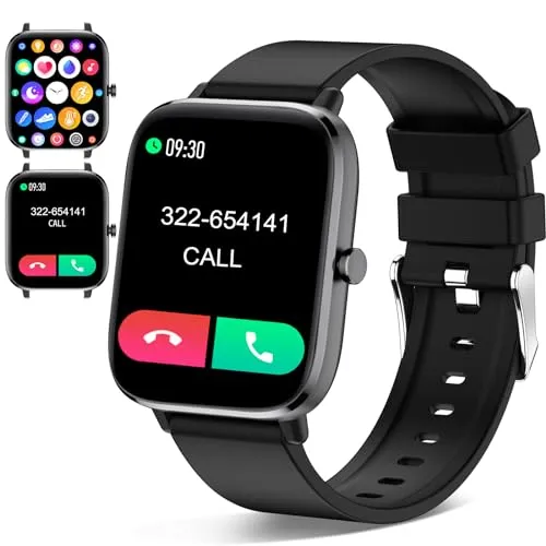 AMIHUSEl Smart Watch, 1.7“ Full Touch Screen with Bluetooth Call Answer Receive/Dial IP68 Waterproof Fitness Tracker SmartWatch for Men/Women with Sleep/Heart Rate Monitor for Android & iOS Phone