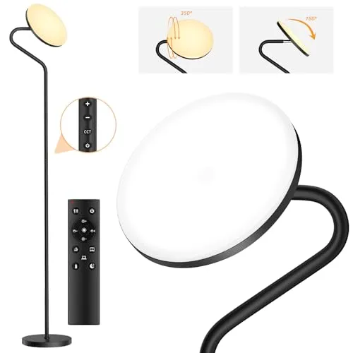Hidilad LED Floor Lamp, 36W Upgraded Rotatable Floor Lamps for Living Room, Super Bright Standing Lamp with Remote Control, Stepless Adjustable Colors & Brightness Floor Lamp for Bedroom and Office