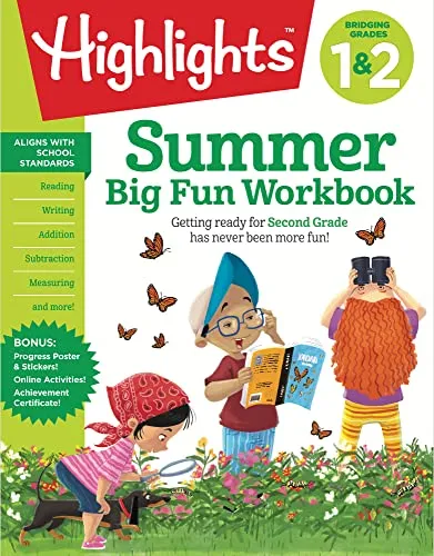 Summer Big Fun Workbook Bridging Grades 1 & 2: Summer Before Second Grade Prep Workbook for Spelling, Reading Comprehension, Language Arts and More (Highlights Summer Learning)